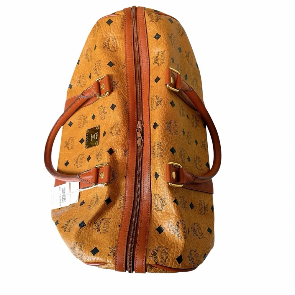 MCM Tan Cognac Monogram Travel Duffel - Picture 5 of 6